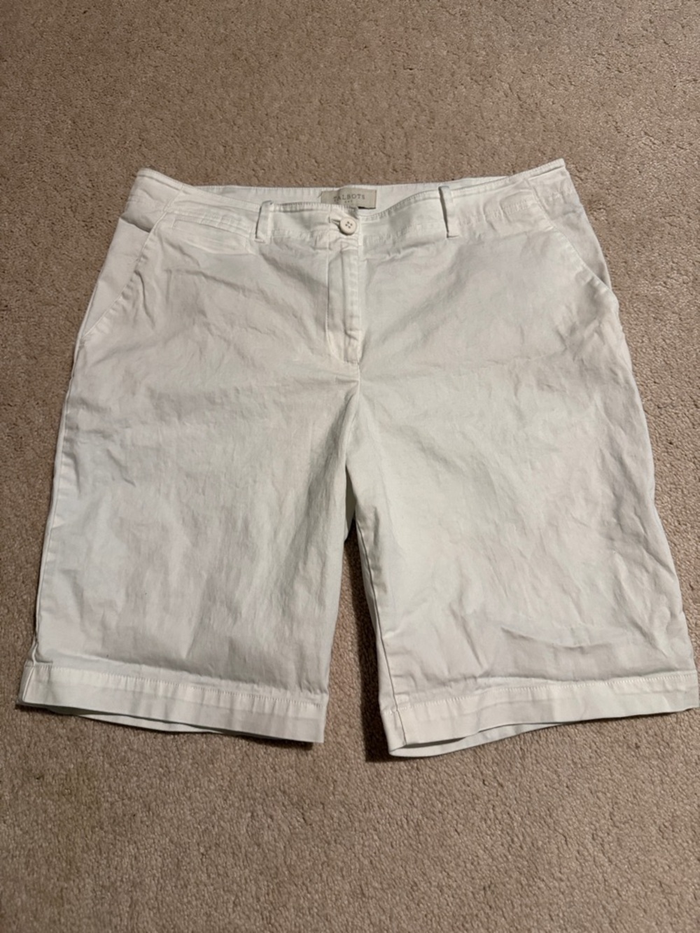 Talbots White Cotton Bermuda Shorts